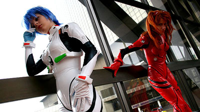 Rei & Asuka. Costumes by limebarb.com. Photo by Lionel 2007