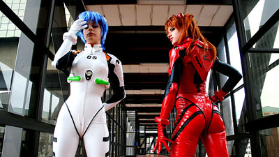 Rei & Asuka. Costumes by limebarb.com. Photo by Lionel 2007