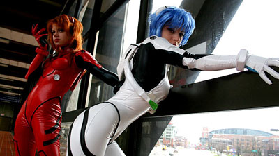 Rei & Asuka. Costumes by limebarb.com. Photo by Lionel 2007