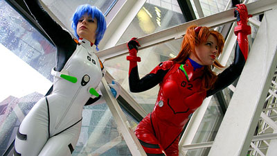 Rei & Asuka. Costumes by limebarb.com. Photo by Lionel 2007