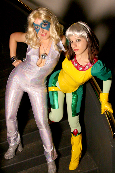 Pamela Neko as Dazzler, Me as Rogue (costumes by limebarb.com)