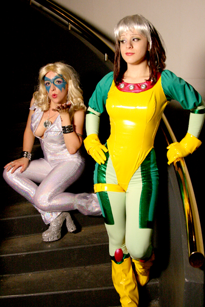 Pamela Neko as Dazzler, Me as Rogue (costumes by limebarb.com)